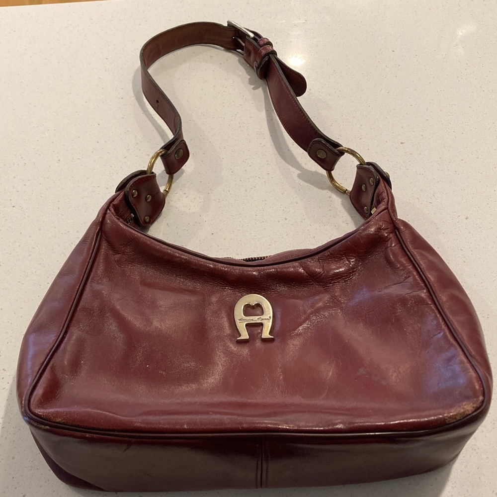 Etienne Aigner Burgundy Leather Shoulder Bag
